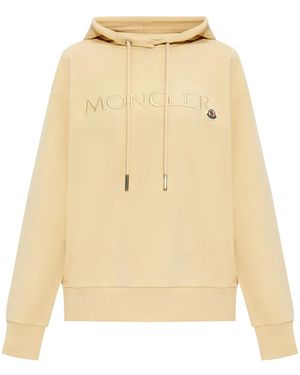 Moncler Logo-Embroidered Cotton Hoodie - Natural