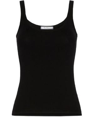 Max Mara Scoop-Neck Ribbed-Knit Top - Black