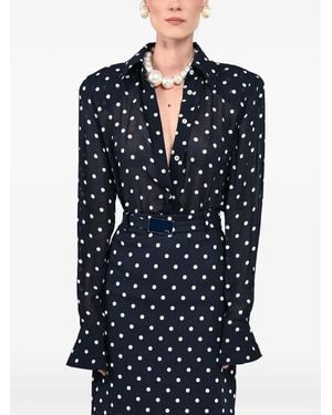 ROWEN ROSE Polka-Dot Cropped Shirt - Blue