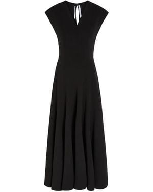 Another Tomorrow V-Neck Midi Dress - Black