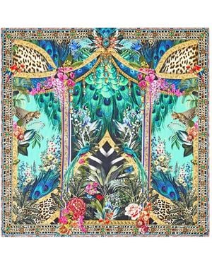 CAMILLA Animal Alchemy Crystal-Embellished Animal-Print Scarf - Blue