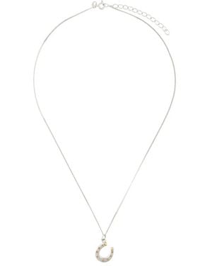 True Rocks Mini Horseshoe Pendant Necklace - White