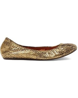Lanvin Snake-Effect Ballet Flats - White