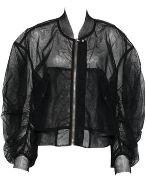 Rick Owens Sheer Zip-Up Jacket - Black