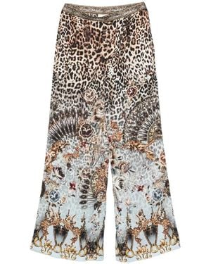 CAMILLA Pantalones Palazzo Con Detalle De Cristales - Blanco
