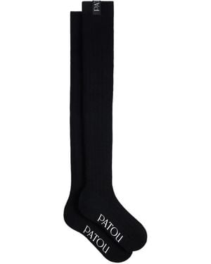 Patou Ribbed-Knit Over-The-Knee Socks - Black