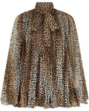 Dolce & Gabbana Pleated Bat Sleeve Short Dress - Brown