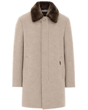 Moorer Einreihiger Simmons-Bab Mantel Mit Shearling-Kragen - Natur