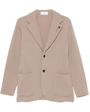 Lardini Ribbed-Knit Single-Breasted Blazer - Natural
