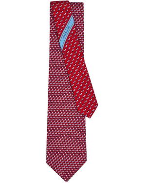 Ferragamo Dachshund Print Silk Tie - Red