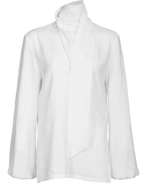 Silvia Tcherassi Alanis Scarf-Detail High-Neck Blouse - White