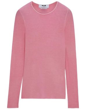 MSGM Round-Neck Long-Sleeved Top - Pink
