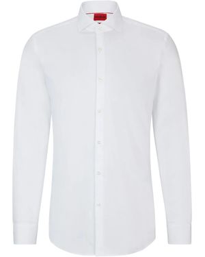 HUGO Spread-Collar Cotton Shirt - White