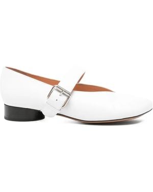 Niccolò Pasqualetti Zapatos Lea Planos Con Tira De Hebilla - Blanco