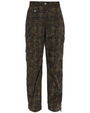 Ganni Floral-Print Check Cargo Pants - Black