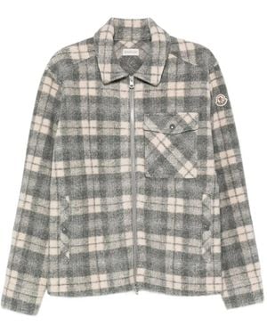 Moncler Checked Zip-Up Shirt Jacket - Grey