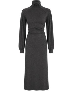 Petar Petrov Twist-Detail High-Neck Long-Sleeve Midi Dress - Black