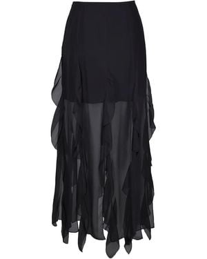 Veronica Beard Ava Ruffled-Detail Midi Skirt - Black