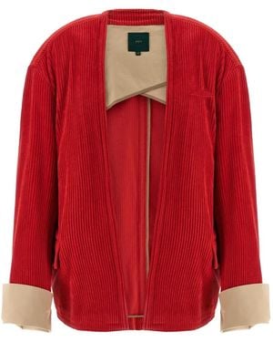 Jejia Corduroy Open-Front Jacket - Red