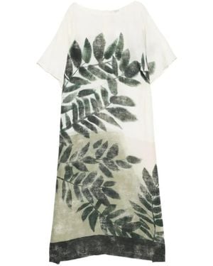 Marina Rinaldi Leaf-Print Midi Dress - Green