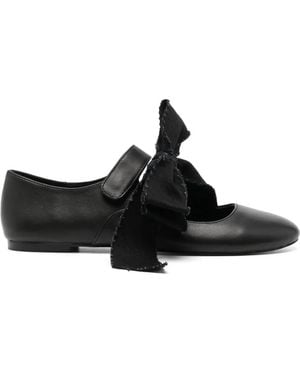 Yohji Yamamoto Bow-Detailed Strappy Ballerinas - Black