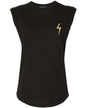 Giuseppe Zanotti Ursella Logo-Embroidered Sleeveless Cotton Tank Top - Black