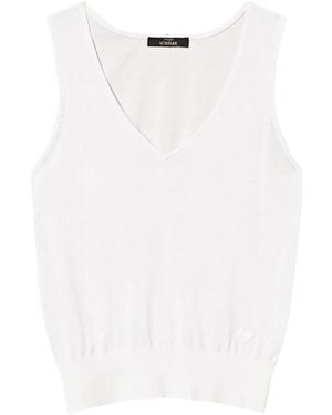 Twinset V-Neck Knitted Vest - White