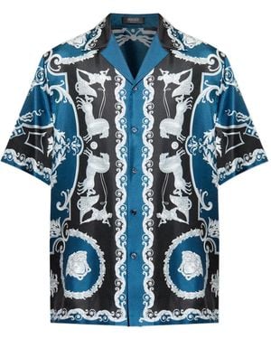Versace Silk Short-Sleeve Shirt - Blue