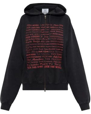 Vetements Text-Print Hoodie - Black