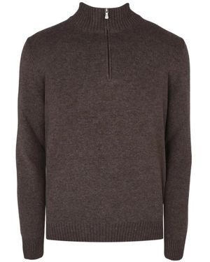 Gran Sasso Quarter-Zip Jumper - Brown