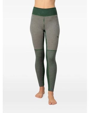 Kari Traa Pattern-Mixed Paneled Base Layer Leggings - Green