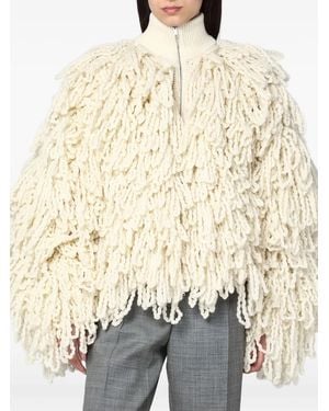 Stella McCartney Fringe-Detail Zip-Up Jacket - Natural