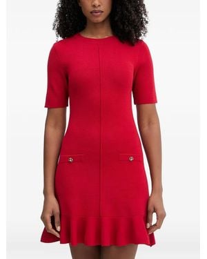 Morgan Ruffled Short-Sleeve Mini Dress - Red