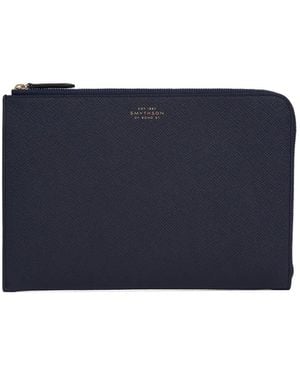 Smythson Schmale Clutch - Blau