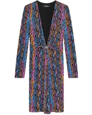 Versace Python-Print Midi Dress - Blue