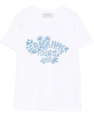 ERMANNO FIRENZE Floral-Print T-Shirt - Blue