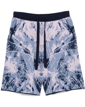 White Mountaineering Jungle-Pattern Shorts - Blue