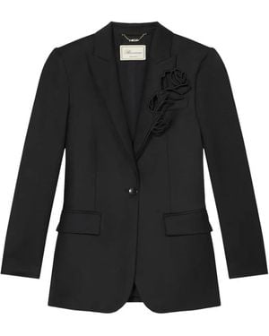 Blumarine Jacke Mit Rosenstickerei - Schwarz