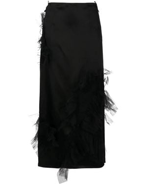 JNBY Tulle Ruffled Straight Skirt - Black