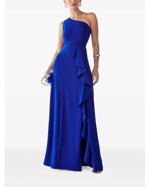 BWLDR One-Shoulder Ruffled Maxi Dress - Blue