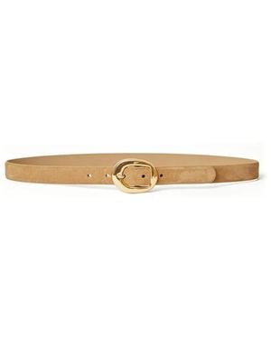 B-Low The Belt Oval-Buckle Suede Belt - White