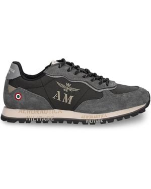 Aeronautica Militare Logo-Print Trainers - Black