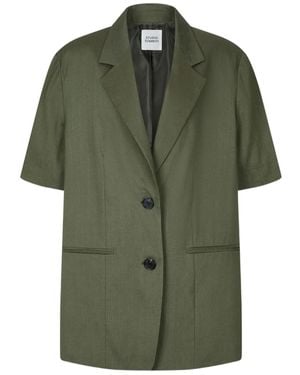 Studio Tomboy X Short-Sleeve Notched-Lapel Jacket - Green