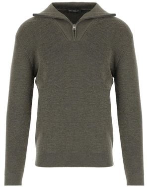 Tagliatore Pull Côtelé À Col Zippé - Vert