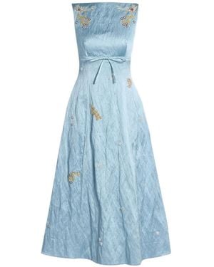Erdem Embroidered Textured Dress - Blue