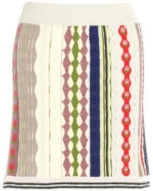 Barrie Textured Stripe Motif Skirt - White