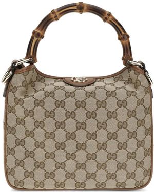 Gucci Small Diana Bamboo-Handle Tote Bag - Grey