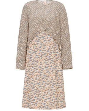 Marni Floral-Patterned Midi Dress With Ruffle Detailing - Natural