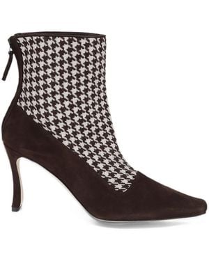 Manolo Blahnik Houndstooth-Pattern Suede Ankle Boots - Black