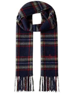 Hackett Plaid Logo-Embroidered Scarf - Blue